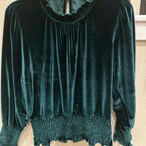 French Connection Emerald Velvet Blouse